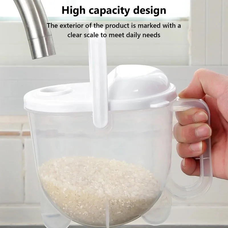 Rice Washer Hand-Free Washing Rice Basin Sieve Plastic Panning Basket With Draining Rinse Type Rice Cleaning Device Oasis Select