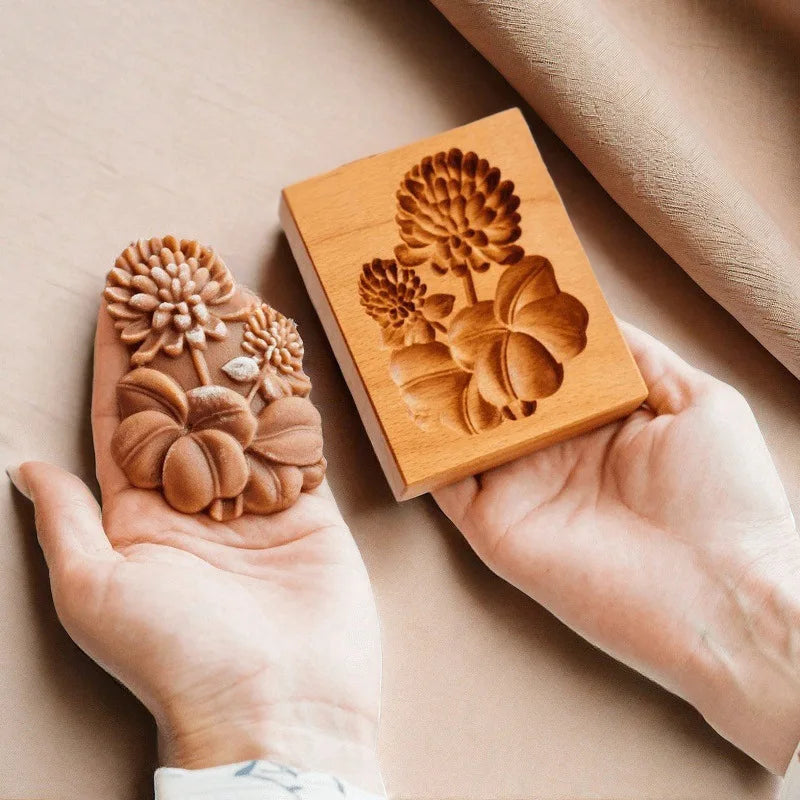 Beech Wood Cookie Cutters - Flower Shape Biscuit Molds for Baking, Food-Grade Wooden Pastry Cutters Oasis Select Clover 10x8x2cm