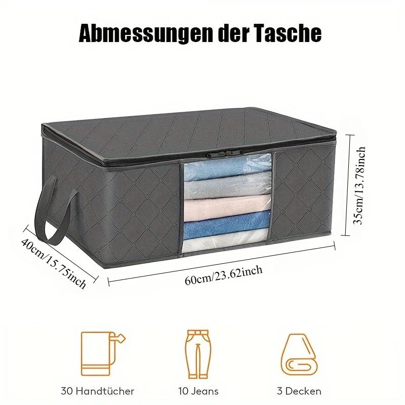 1/2pcs 35L Fabric Storage Bags with Clear Viewing Window, Quilted Foldable Organizer for Clothes Blankets Bedding,Room Organizer Oasis Select 1pc 60x40x35cm