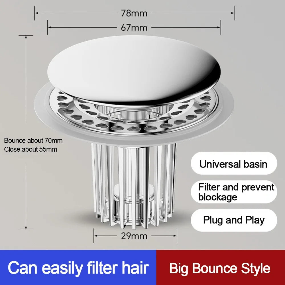 Plastic Floor Drain Filter Mesh Hair Trap Anti-clog Pop Up Drain Filter Multifunctional Sealing Cover Shower Leak Net Oasis Select Type2-grey