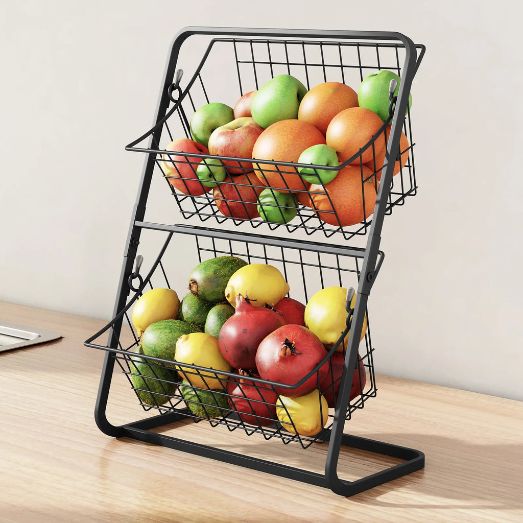 black floor-to-ceiling multi-layer vegetable rack, household vegetable and fruit storage basket, seam storage rack Oasis Select