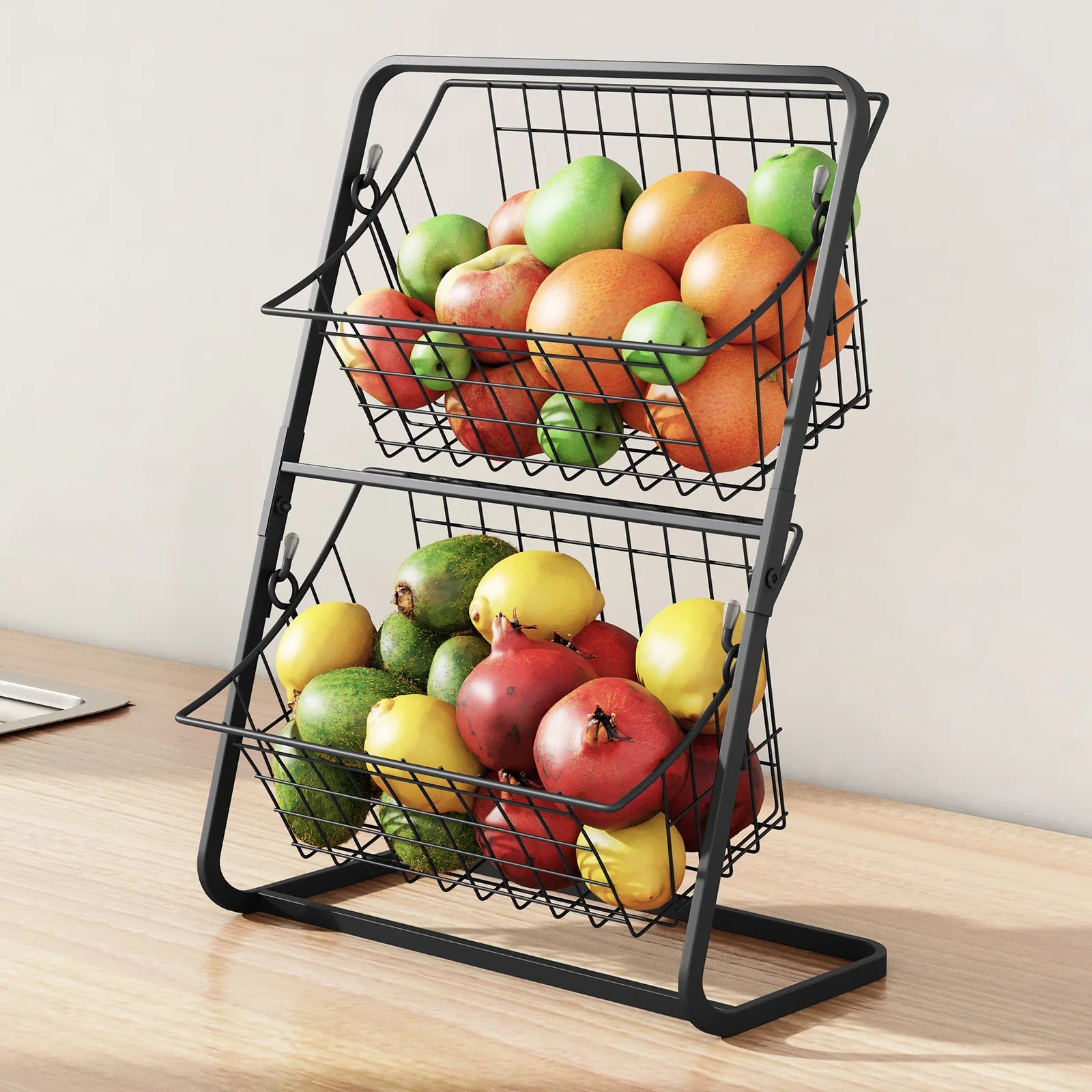 black floor-to-ceiling multi-layer vegetable rack, household vegetable and fruit storage basket, seam storage rack Oasis Select
