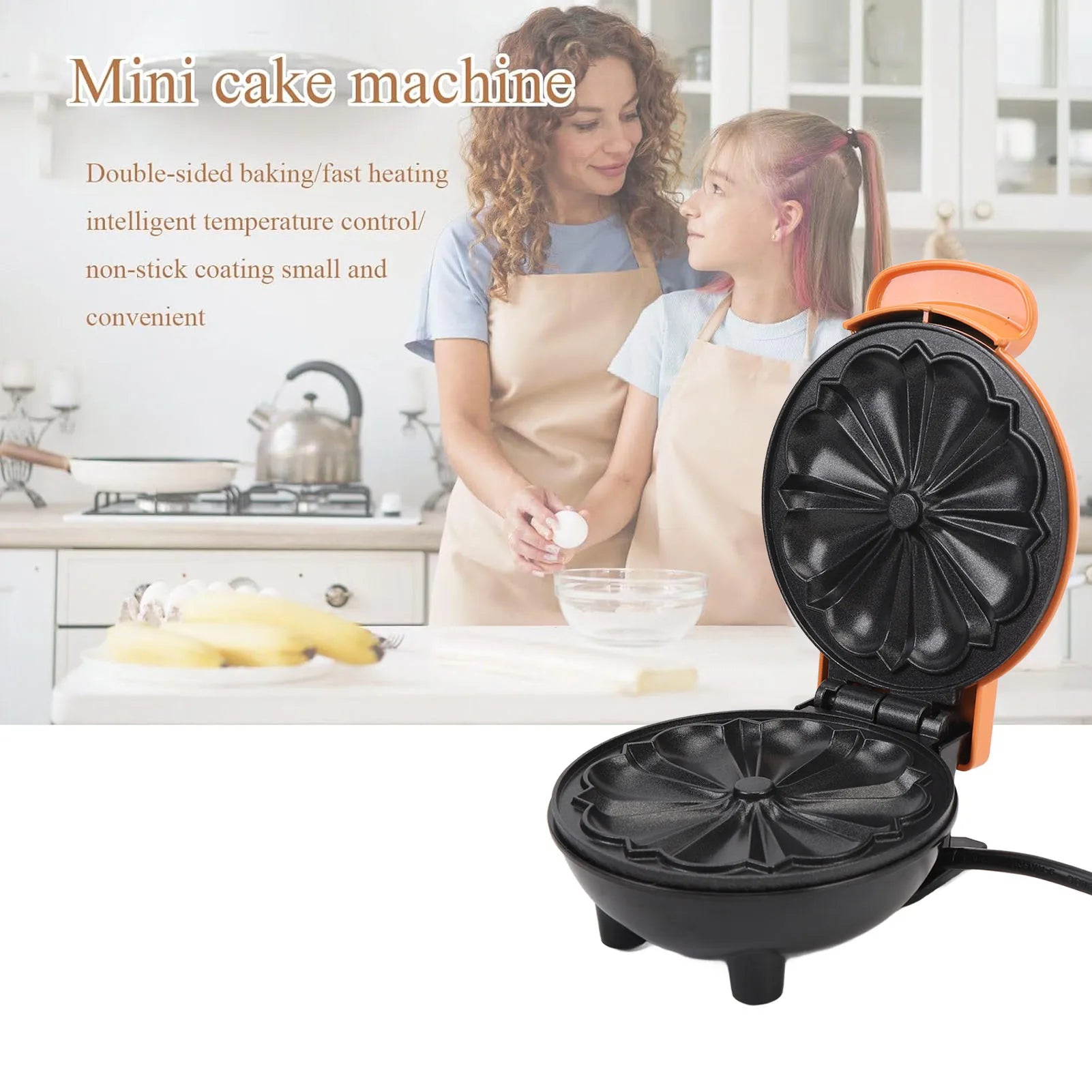 URGGU 350W Mini Electric Cake Maker – Non-Stick Double-Side Heat