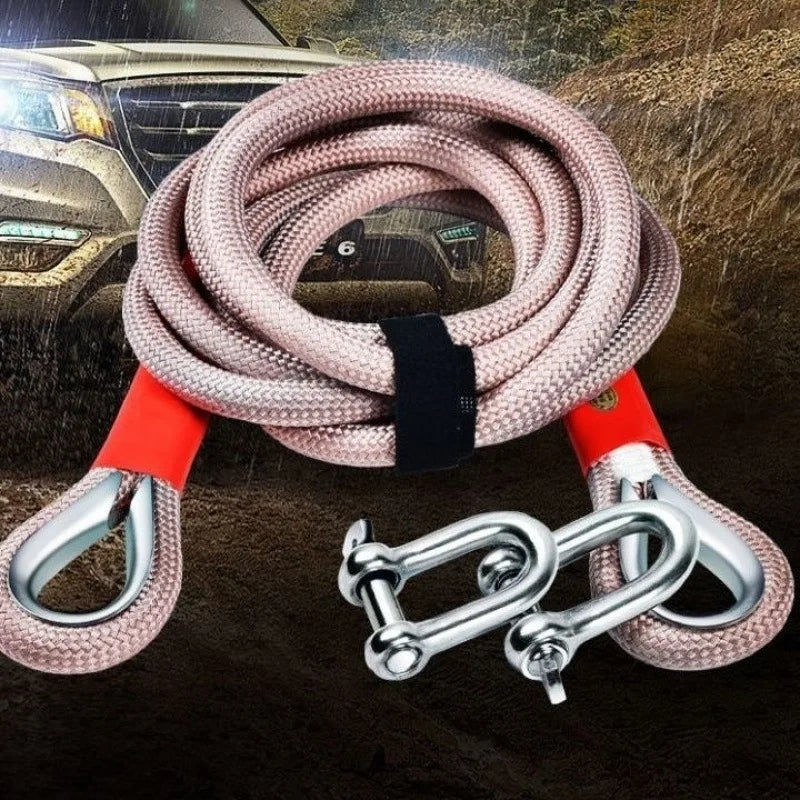 Car trailer rope, outdoor camping, off-road safety rope, towing rope, rescue rope, U-shaped steel buckle, polyester rope, towing Oasis Select