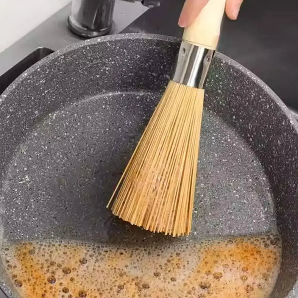 Natural Bamboo Pot Brush Long Handle Wok Cleaning Brush Dish Brush Dish Scrubber Cleaning Tool Pot Pan Cleaner Home Restaurant Oasis Select