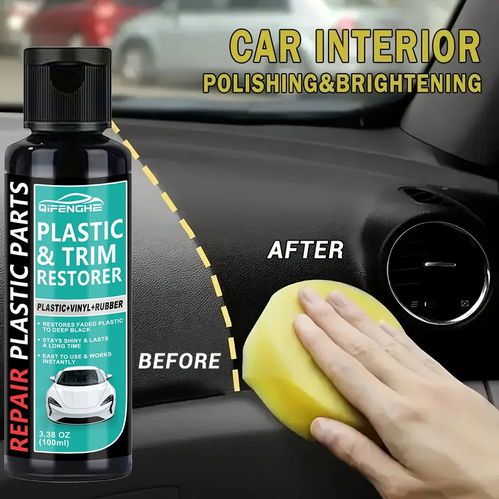 QIFENGHE Black Trim And Plastic Restorer for Vehicles (3.38 Ounces/100Ml) | Revive Dull Bumpers, Rubber, Vinyl, Provides Long-La Oasis Select