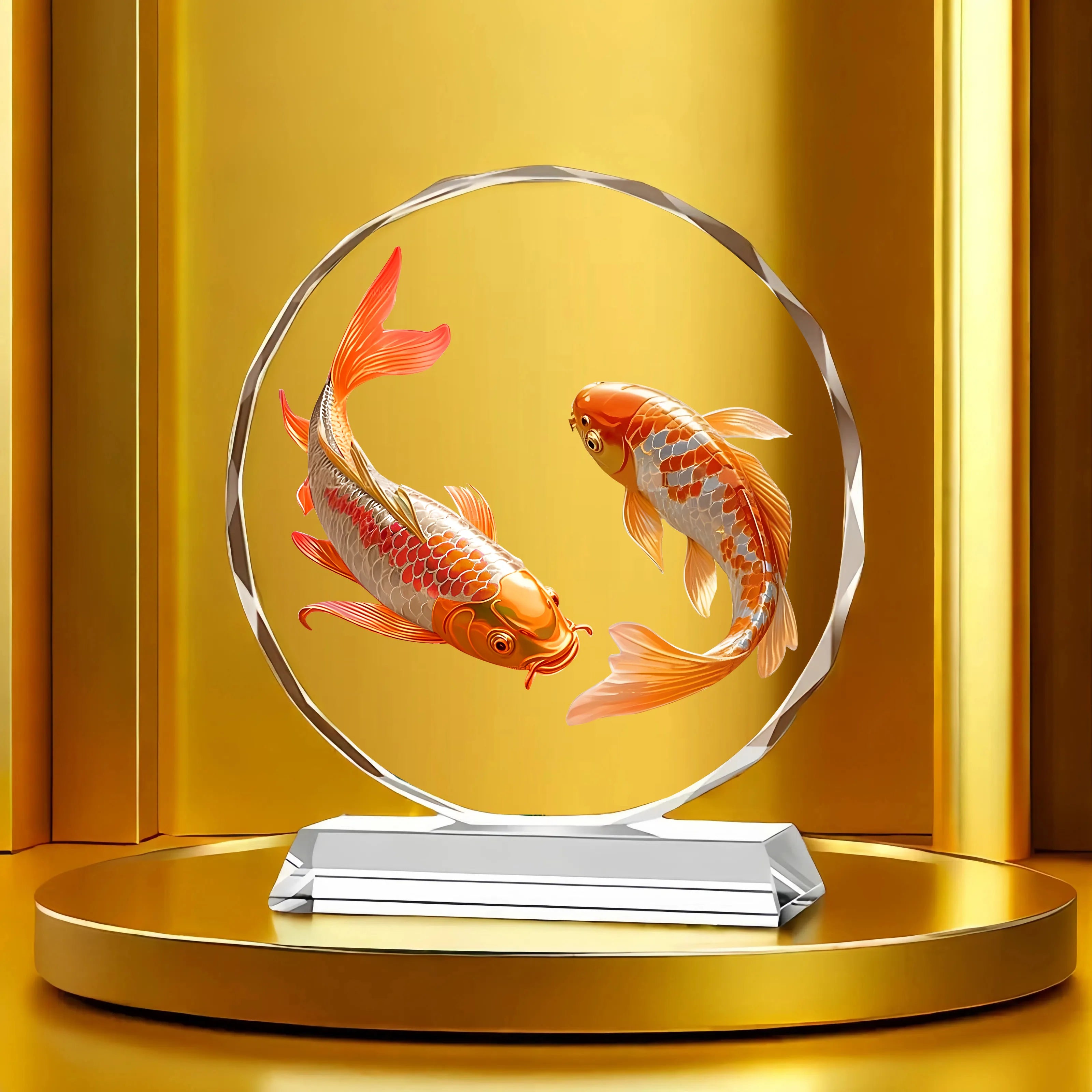 Koi Crystal Ornaments for Desktop Home Decoration Yearly Abundance Gift-giving Handicrafts for Housewarming Oasis Select A 27cm X 25cm