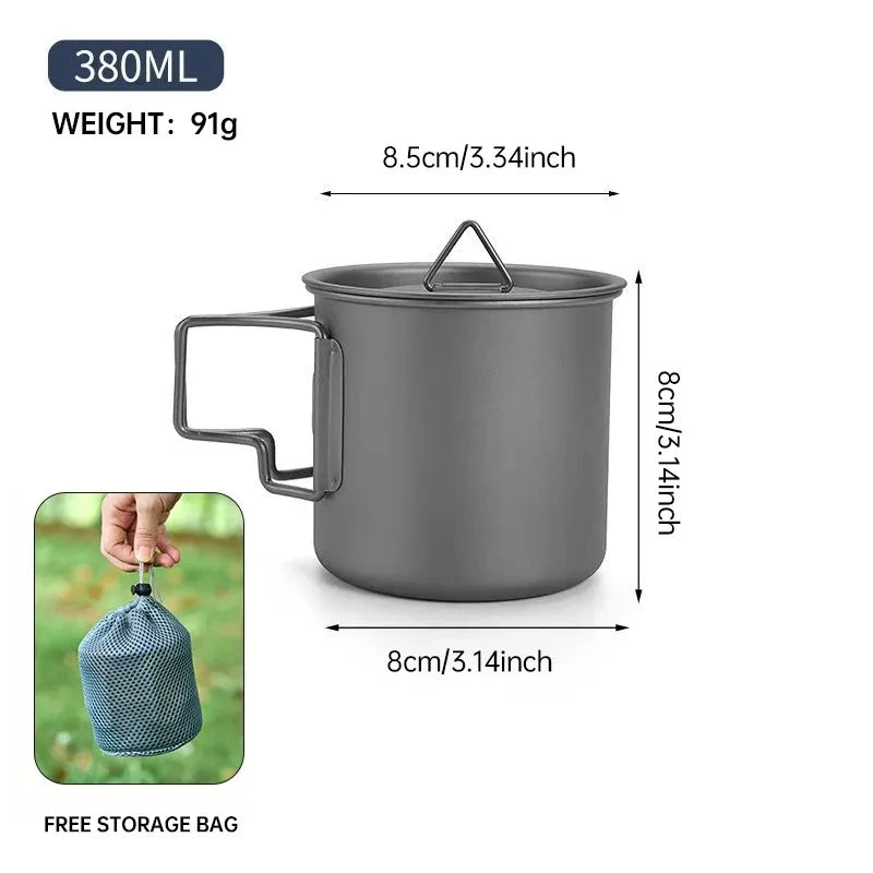 Pure Titanium Folding Camp Mug – Lightweight Camping Cup Camping Titanium Mug Oasis Select 380ml
