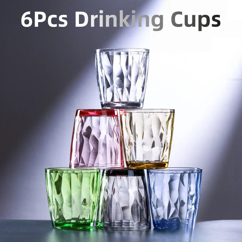 6Pcs Set of 6 Colorful Durable Drinking Cups, Shatter-resistant Acrylic Hard Plastic Cups, Suitable for Juice, Beverages, Beer Oasis Select