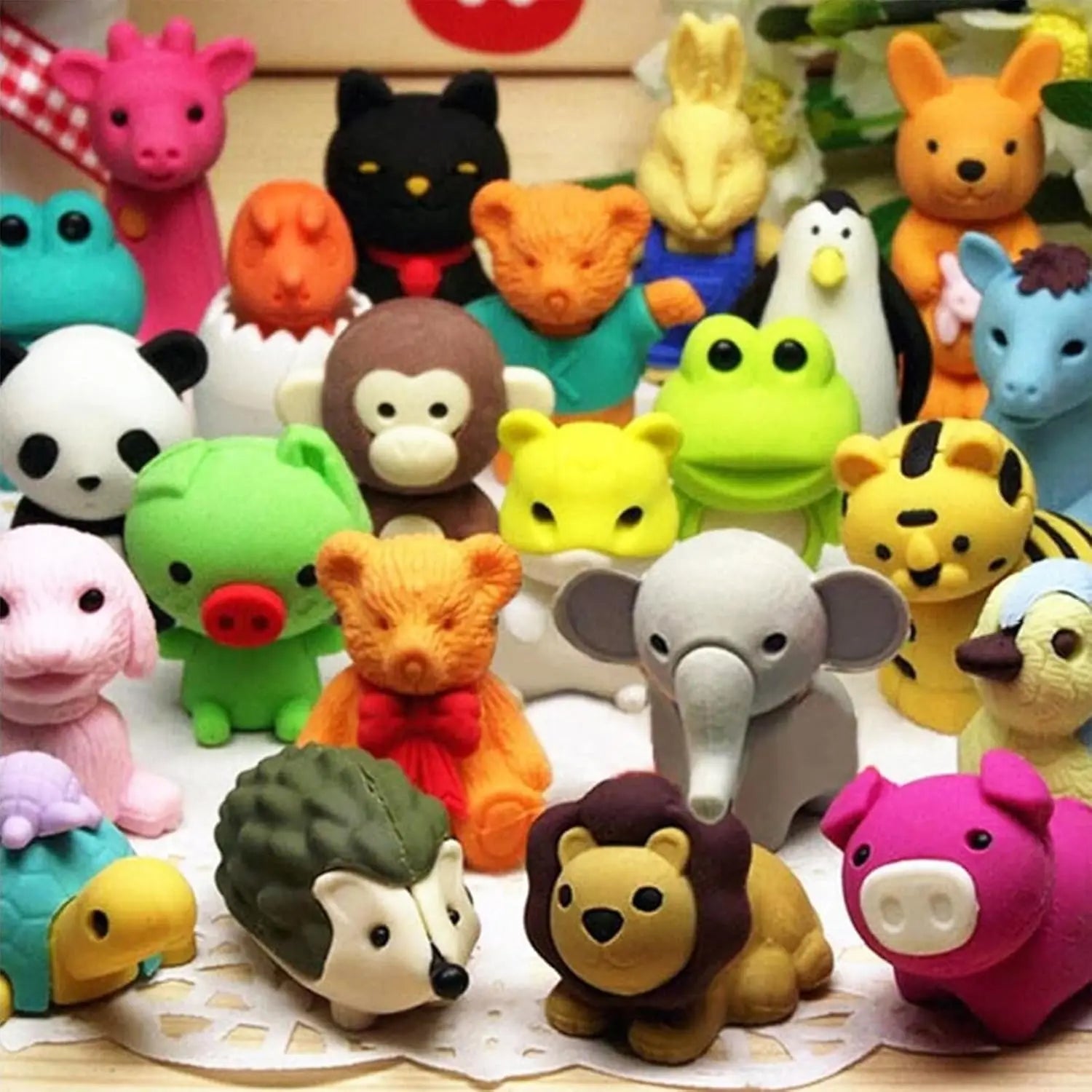 10/30pcRandom Animal Erasers for Students, Cute Desk Pets for Classroom, Easter Basket Stuffers,Cool 3D Puzzle Mini Erasers Bulk Oasis Select 50PCS