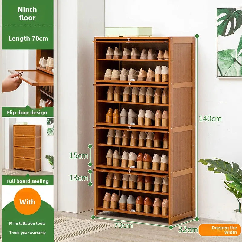 Shoe cabinet storage rack household modern door large capacity simple space saving ultra-thin solid wood Oasis Select Nine floors 70 long