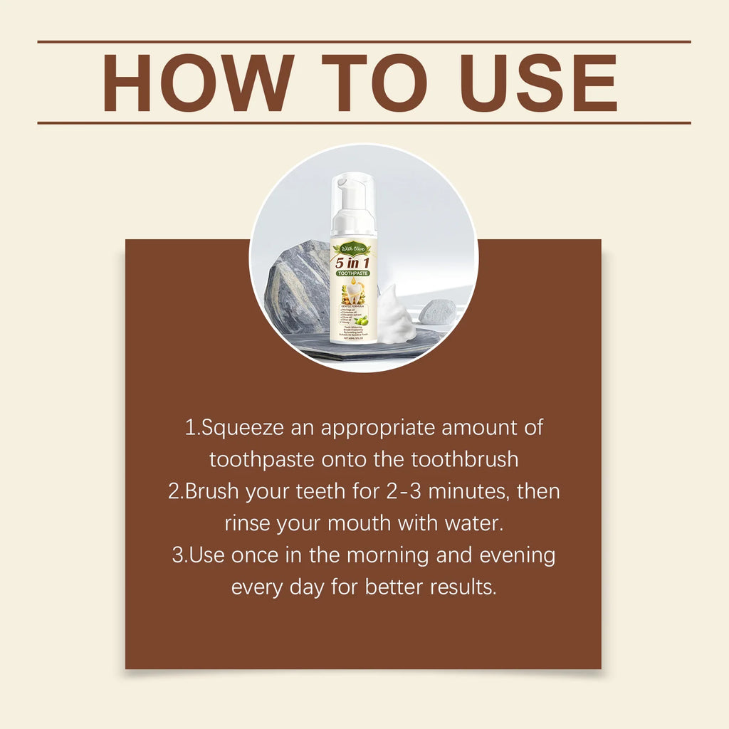 Olive Teeth Clean Toothpaste Mild Foaming Deep Cleaning Offer Oral Health Environment Keep Freshness Breath Portable Toothpaste Oasis Select
