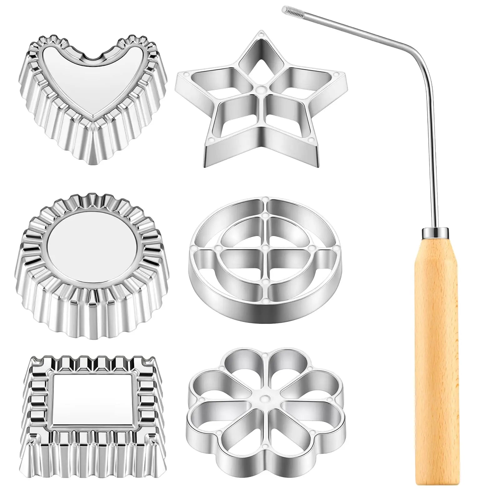 Cast Rosette Iron Mold Set 2/4/7Pcs Bunuelos Mold With Handle Timbale Pastry Tools Achappam Cookie Maker Oasis Select 6PC