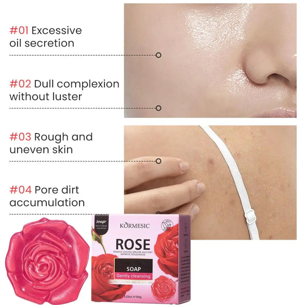 Body odor Cleansing Rose Soap Bar Body Care Face Wash Exfoliating Whitening Soap Fruit Handmade Shower Soap Oasis Select