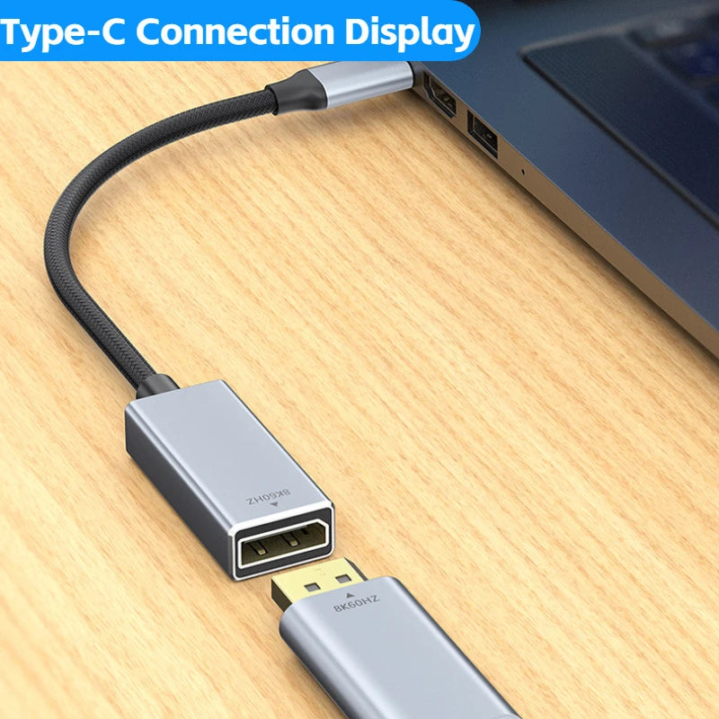 8K USB 3.1 Type C To Displayport Cable 8K@60Hz 4K@144Hz DP 1.4 Adapter USB C Display Port Video Adapter for MacBook Pro Air M1 Oasis Select