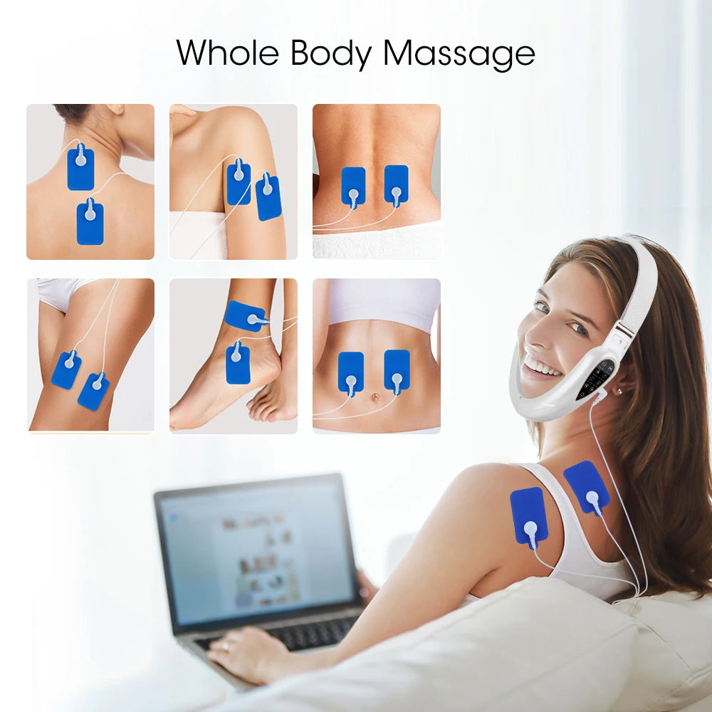 Electric Face Lifting Massager V-Shape Chin Belt & Remote