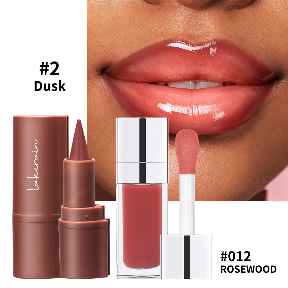 Lip Liner & Lip Gloss Set Shiny Long Lasting Moisturizing Lip Liner and Lip Gloss Combo Multiple Occasions Lips Makeup Oasis Select SET 2