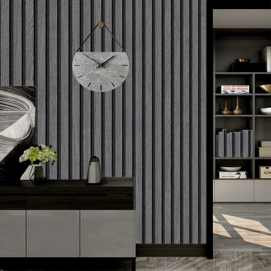 New Black and Gray Grille Imitation Wood Grain Self-adhesive Waterproof Wallpaper New Chinese Style Background Wall Wallpaper Oasis Select