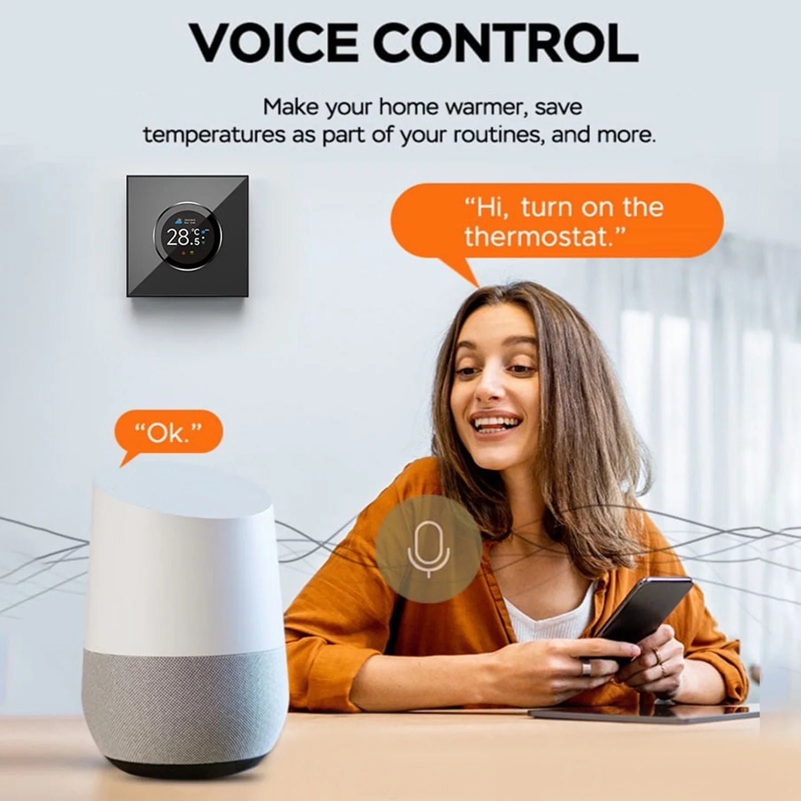 Smart Knob Thermostat Accurate 1.32in Screen 95~240VAC Intuitive Water Heating Digital Thermostat Temp Controller for Home Oasis Select