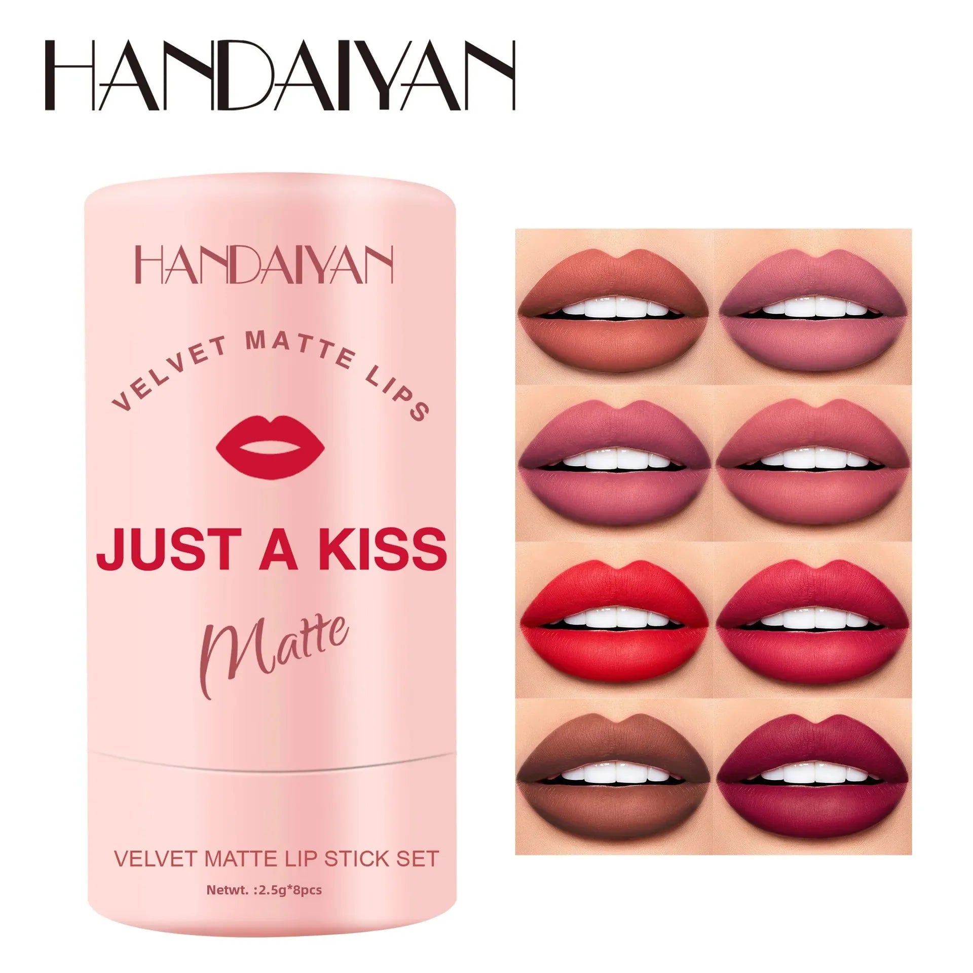 Handaiyan 8-Piece Velvet Matte Lipstick Set with Gift Box