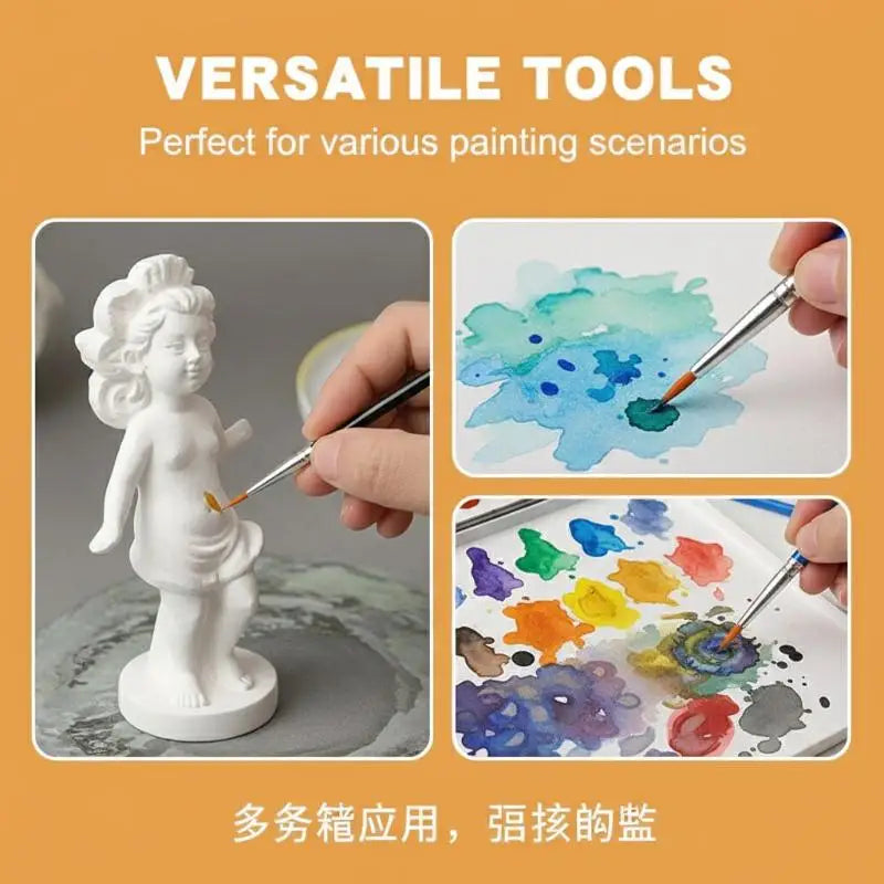 1set Nylon Hair Paint Brushes Set for Acrylic Watercolor Gouache Oil Digital Painting Detail Liner Brush for Canvas Plaster Doll Oasis Select