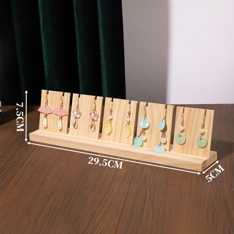 Wooden Earring Display Stand | Single, Double & Triple Row Jewelry Display Stand Oasis Select 5Pcs