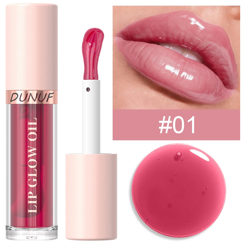DUNUF Lip Glow Oil Moisturizing Lip Gloss Plumping Lip Oil Tinted Hydrating Lip Care Transparent Lip Balm Beauty Makeup Cosmetic Oasis Select DLAA 1