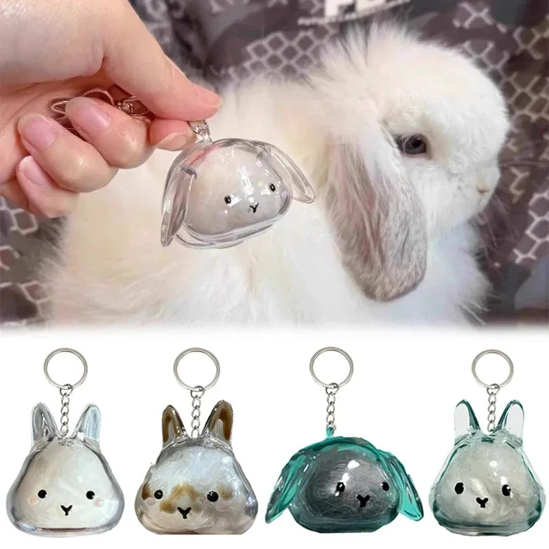 Rabbit Hair Storage Box Pendant Keychain Pet Hair Keepsake Box Pet Memorial Collection Box Bag Pendant DIY Decoration Gift Oasis Select