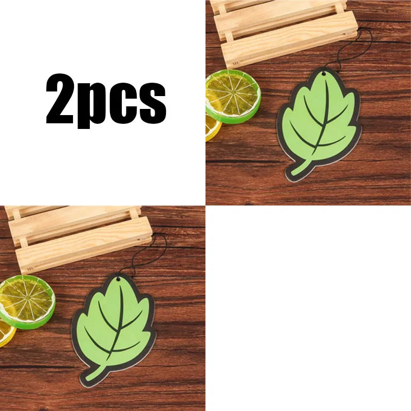 1/2/3/4Pcs Car Air Freshener Natural Scented Tea Paper Auto Hanging Vanilla Perfume Fragrance Leaf Shape Car Interior Oasis Select 2pcs-green