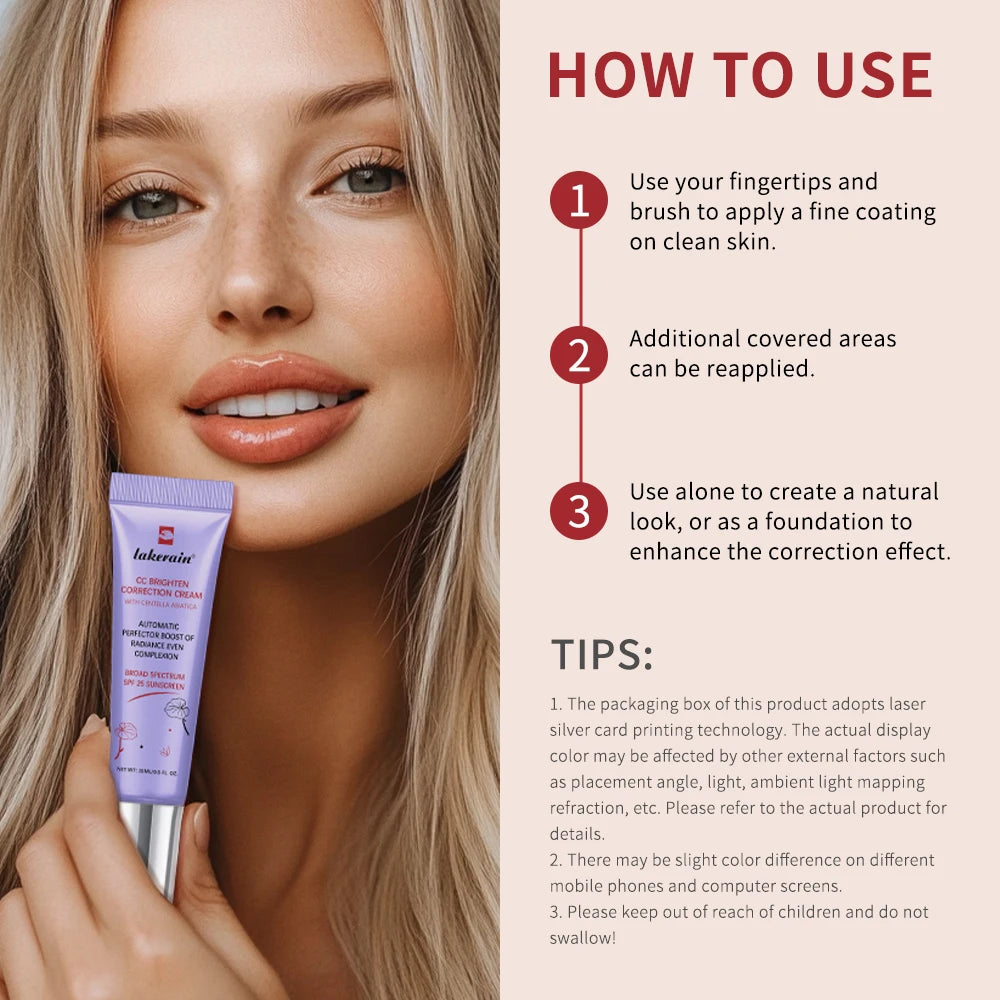 Korean CC Cream with Puff – Color-Adapting Foundation 15ml