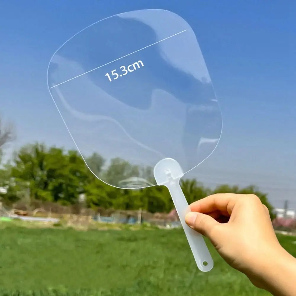 Multi-functional Plastic Transparent Fan Handheld Unfinished Graffiti Fans Thicken Round Blank Painting Fans Children Oasis Select Transparent-style E