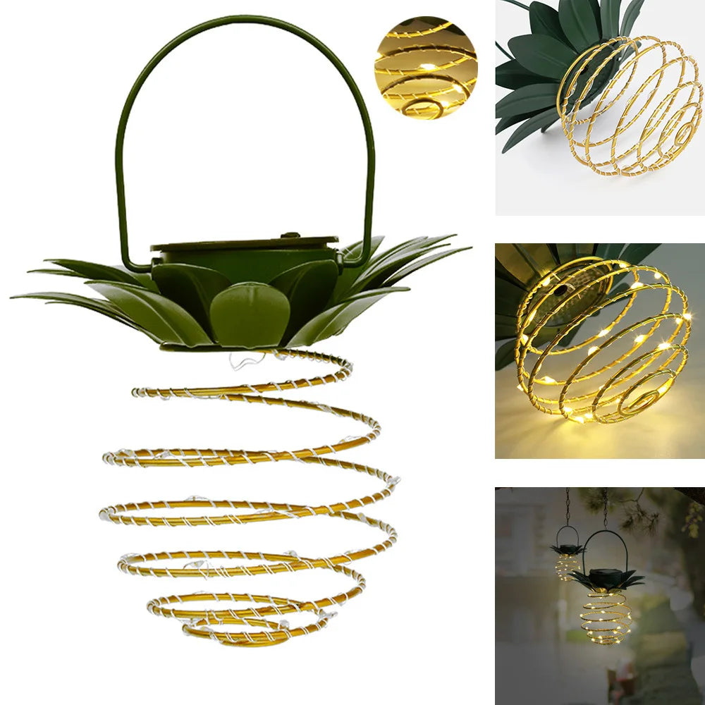 Solar Lamps Pineapple Iron Art Lanterns Led Copper Wire Light Strings Outdoor Waterproof Garden Decorative Hanging Lamps Oasis Select
