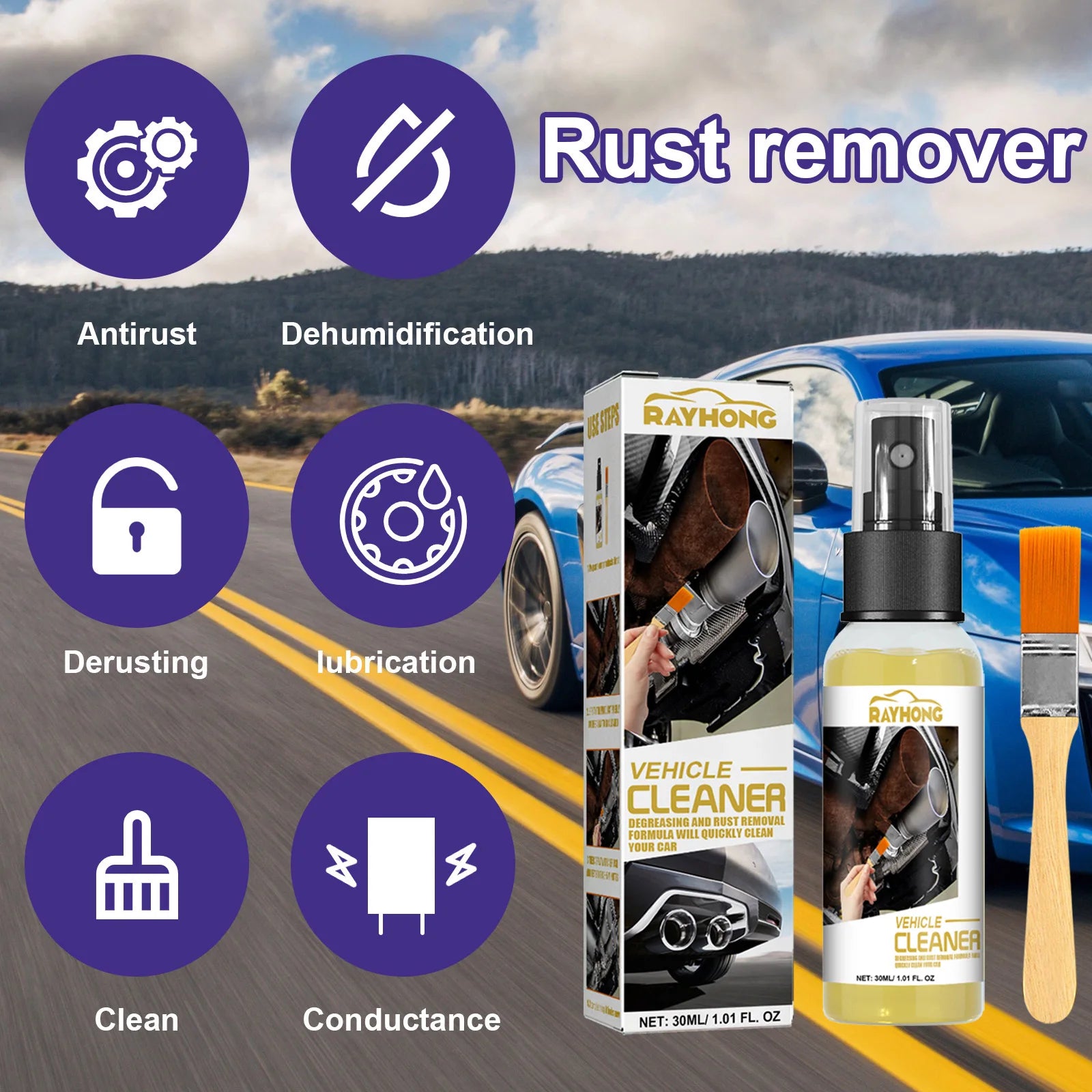 Car Multifunctional Rust Remover Remove Heavy Rust Cleaning Dirt Anti Corrosion Not Damage Paint Restore Luster Car Rust Remover Oasis Select