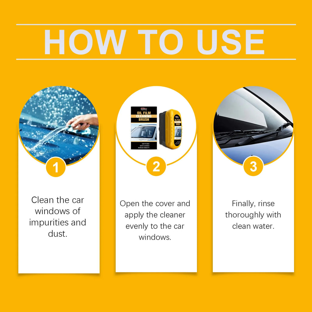Automotive Oil Film Cleaning Brush Car Glass Window Wipe Anti-Rain Fog Front Function Maintenance Inside Windshield Home Sponge Oasis Select