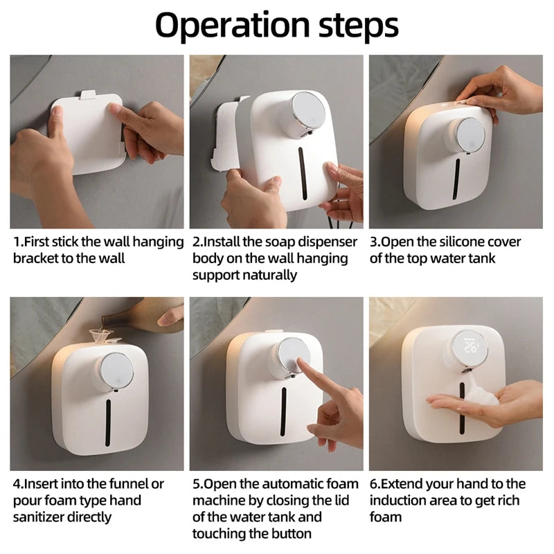 Hot Soap Dispenser Automatic Wall-mounted Rechargeable Temperature Display Liquid Foam Soap Dispensers Hand Sanitizer Machine Oasis Select