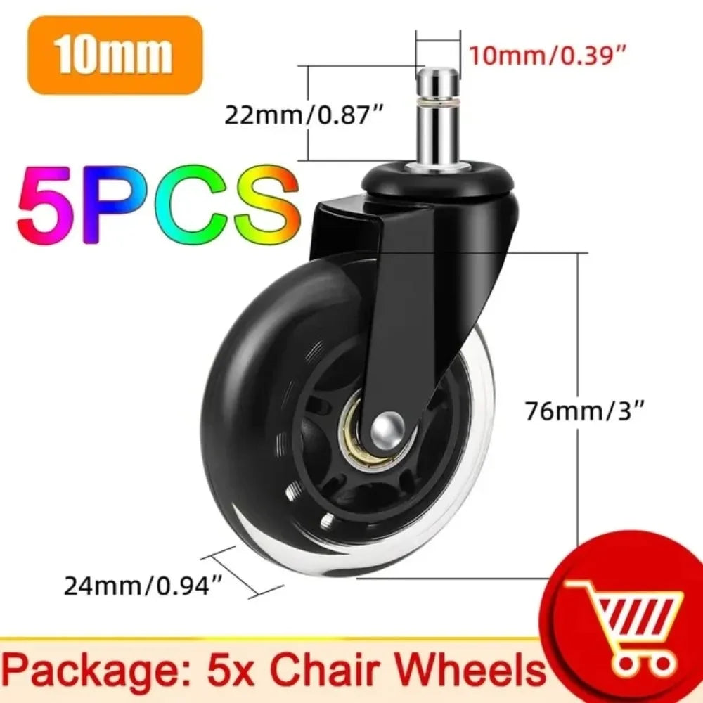 AD 5PCS Universal Mute Caster 50KG Wheel 10mm 11mm Replacement Office Chair Swivel Rollers 360 Degree Wheels Furniture Hardware Oasis Select