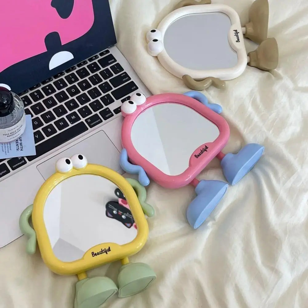 Desktop Makeup Mirror Solid Color Simple Portable Handheld Makeup Mirror Foldable Student Compact Cute Mirror Oasis Select