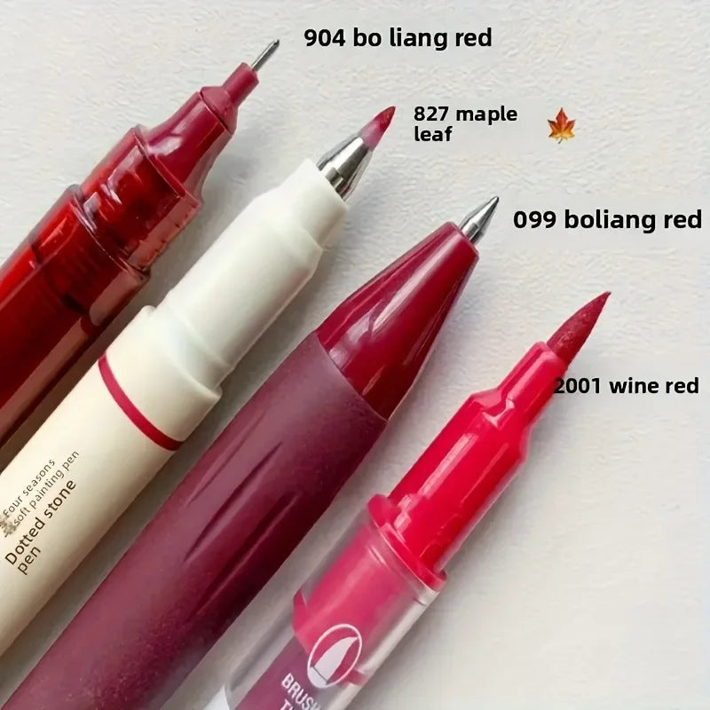4 Vintage Pens Set, Quick-Dry Ink for Smooth Writing, Compatible with Multiple Tips,Ideal for Office Work & Notebooks,Stationary Oasis Select Red