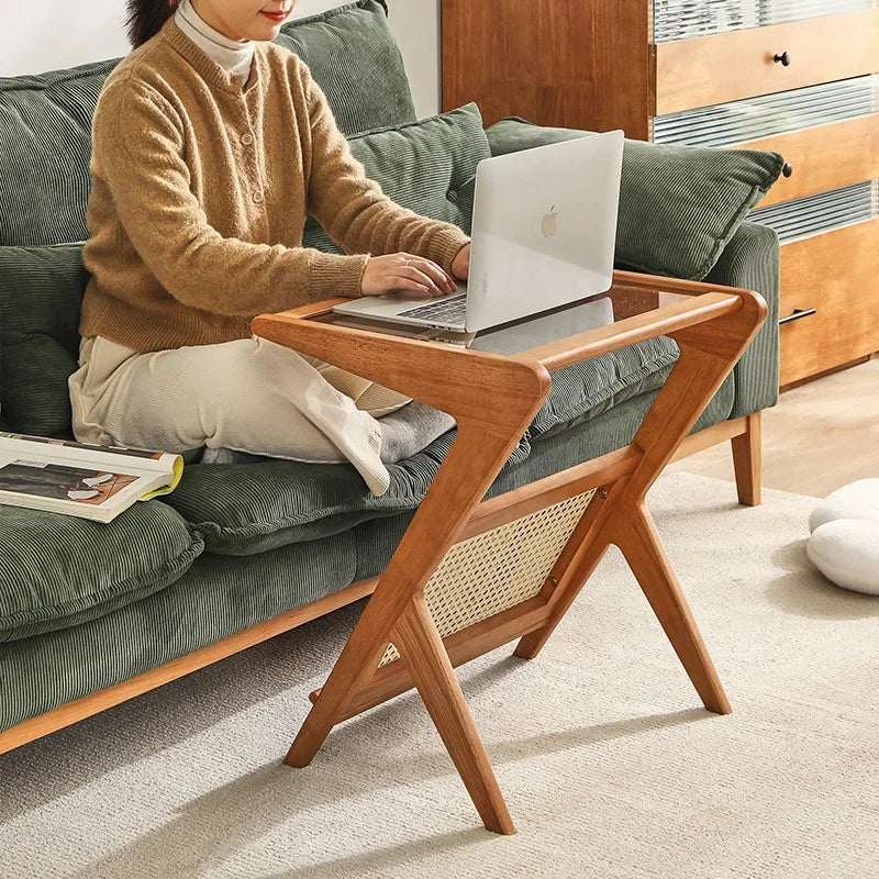 Multi-functional Solid wood coffee table household living room rattan sofa side few small tables Oasis Select