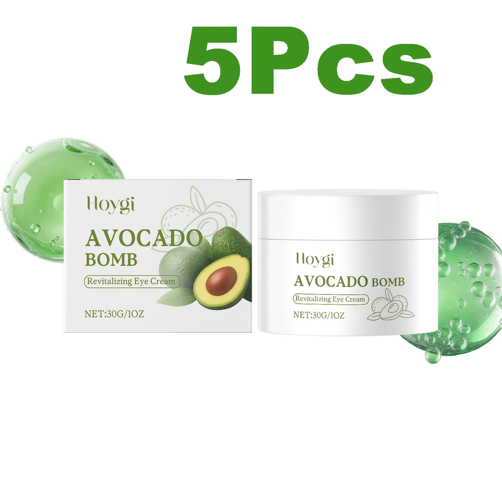 Avocado Eye Cream Fades Fine Lines & Wrinkles Firming Smoothing Eye Area Anti Puffiness Dark Circle Corrector for Youthful Eyes Oasis Select 5 x 30g Boxed
