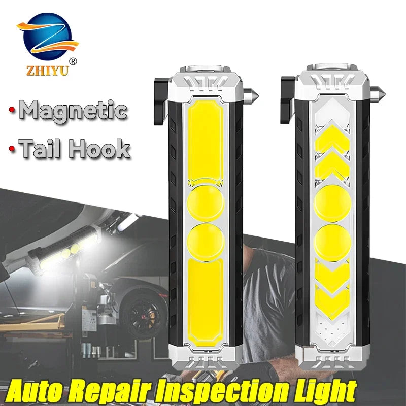 Super Bright LED Handheld Flashlight Rechargeable Torch Magnetic Suction Auto Repair Inspection Lamp Emergency Hook Flashlight Oasis Select