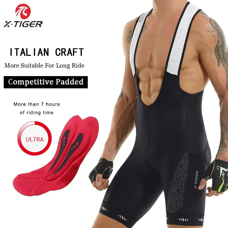 Cycling Bib Shorts 5D Gel Pad Mountain Bike Shorts Bretelle Pockets Outdoor Breathable UPF50+ Bike Tight Bicycle Shorts Oasis Select Reflective version Europe-XXL