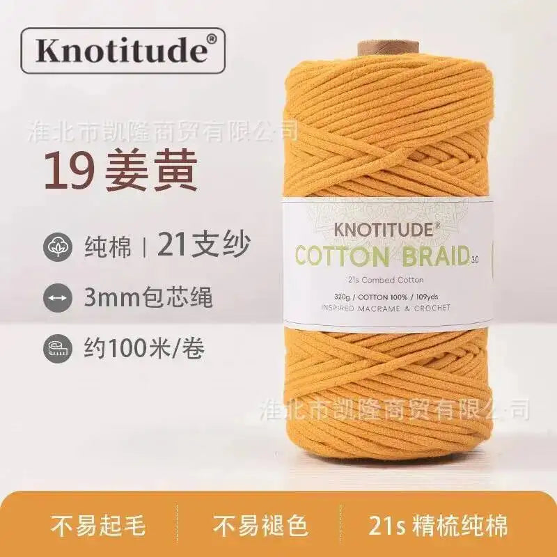 3mm Macrame Braid Cotton Cord 109Yards Pure Cotton Rope For Bracelet Knots, DIY Craft Making 100m Oasis Select