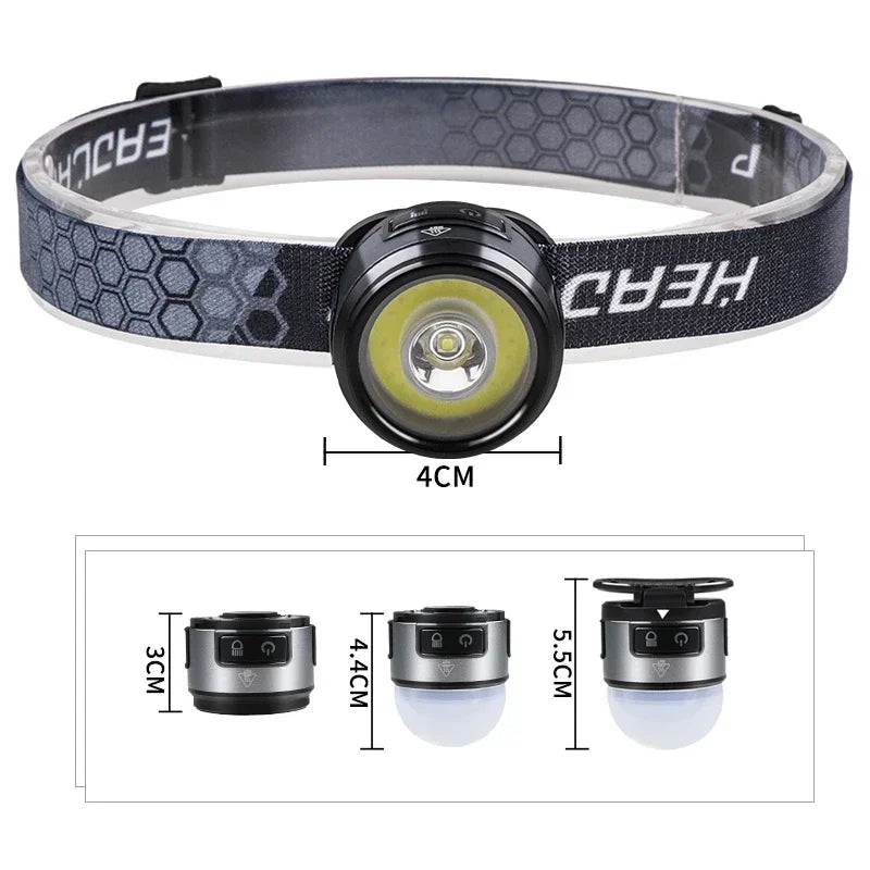 IR Motion Sensor COB LED Headlamp Mini Lightweight Hat Clip Light with Magnet Hook USB Rechargeable Multifunctional Headlight Oasis Select