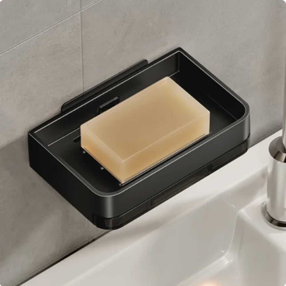 Wall Soap Dish Holder – No-Drill, Drain Tray | Bathroom Organizer