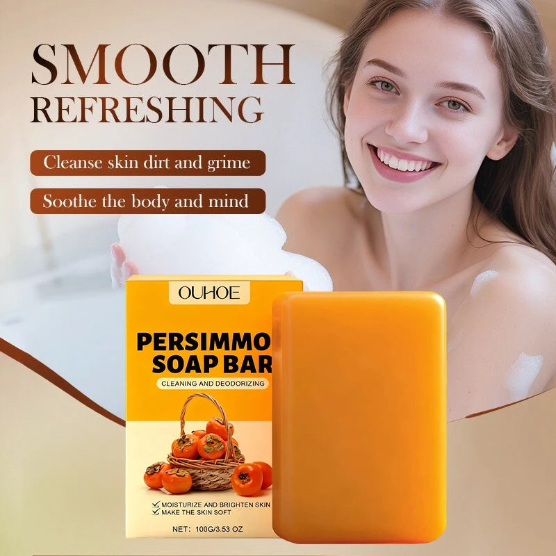 Persimmon Fruity Aroma Honey Bath Soap Bar,Reduce Mature Skin Elderly Odor,Face Body Gentle Cleansing Refreshing Moisturizing Oasis Select