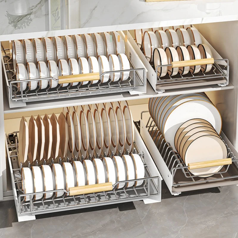 Kitchen cabinet inner shelf, drawer type pull basket, pull bowl, plate and saucer storage rack, stainless steel drain bowl rack Oasis Select