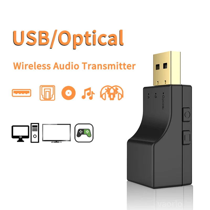USB Optical Bluetooth Audio Transmitter Dual Stream Multipoint Hifi Stereo Low Latency Wireless Adapter For TV PC PS Series XBox Oasis Select Black