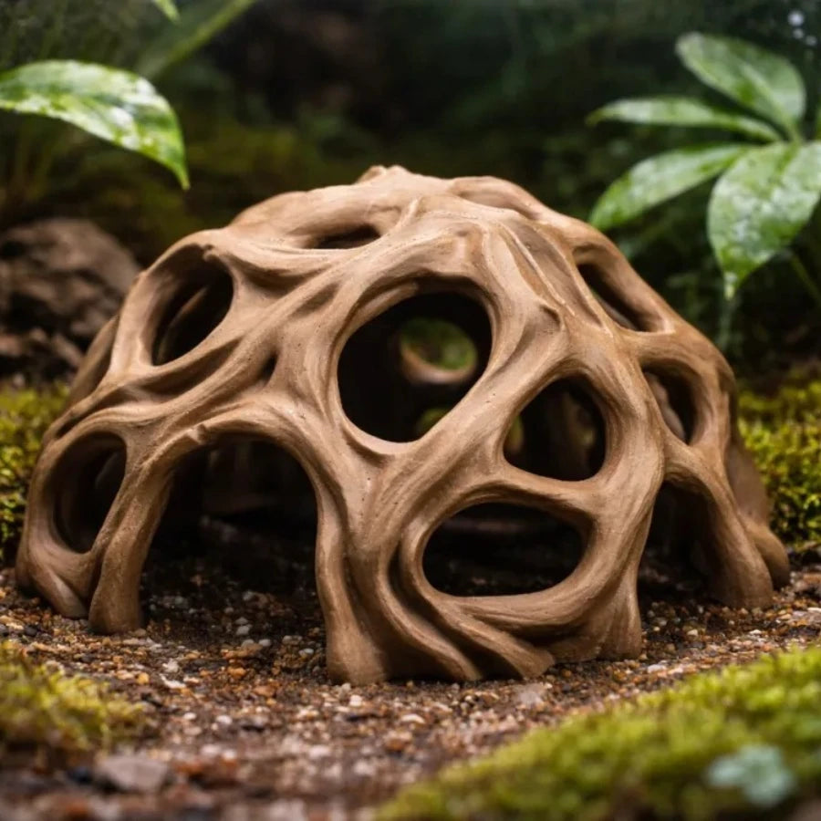 Aquarium Hiding Cave Natural 3D Printing Ornament Hollow Hideout for Fish Reptile Shelter for Geckos Lizards Tank Decor Oasis Select 1pc