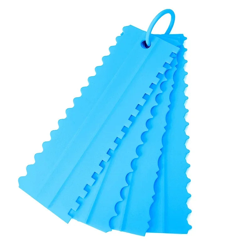 DIY Baking Tools 4pcs/set Cream Scraper PP Cream Smoother Pastry Icing Combs Spatulas Bakery Accessories Cake Decorating Comb Oasis Select 4pcs blue